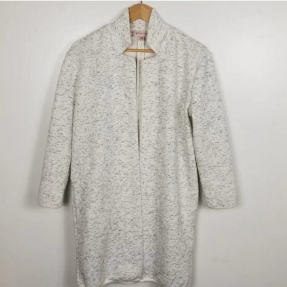 Philosophy Republic White & Gray Open Front Soft Longline Topper Jacket Small